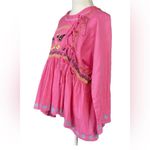 Frances Valentine Blouse Womens M Pink Embroidered Barbiecore Wrap Boho Tunic Size M Photo 5