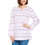 Denim & Co . Beach Long Sleeve Striped Gauze Tunic Size Medium Photo 0