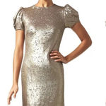 Rene Ruiz Puff Sleeve Sequins Mini Dress Gold 16 Photo 0