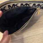 Michael Kors  MK Logo Canvas Wristlet Pouch Clutch Cosmetic Bag Gold Tone Photo 2