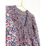 Boden Smocked Bodice Mini Dress Size 12L Blue Floral Long Sleeve Boho Preppy Photo 7