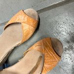 Toms  Orange Suede Platform Wedge Sandals Peep Toe Size 9 Ankle Strap Shoes EUC Photo 1