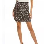 Free People  Black and Ditzy Pink Floral Print Size‎ 0 Mini Side Zip Ruffle Hem Photo 2