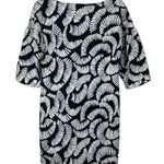 Maeve  Anthropologie Balloon Sleeve Black White Knit Mini Dress Tunic Boxy Size S Photo 2