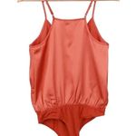 LULUS Nights Out Terra Cotta Orange Satin Surplice Bodysuit ~ Women's Size SMALL Photo 6