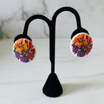 Avon Passion Flower Earrings Purple Orange Red Flowers Floral Photo 2