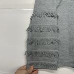 Vineyard Vines  Women’s Large Light Gray Ruffle Fringe Sleeve Knit Top Sweater Photo 3