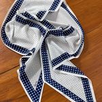 Vera Neumann Vintage Blue and White Polka Dot Pointed Skinny Scarf Photo 8