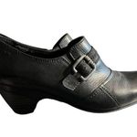 Taos Black Leather Slip On Booties Shoes Business Casual Heeled Sz 40 9 9.5 Photo 2