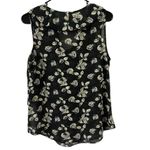 Loft Black White Floral Ruffle V Neck Lightweight Sleeveless Blouse Top Medium Photo 10