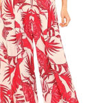 Flying Tomato Red Cream Tropical Wide Leg Palazzo Pants Size Small Photo 0