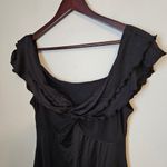 Black Mini Dress Ruffled Short Sleeves Off Shoulder Neutral Casual Solid Size L Photo 1