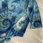 Chico's Vintage  Dandelion Blue Multi-Color Front Bow Double Strap Tie Blouse Photo 4