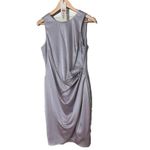 Calvin Klein Silver Ruched Drape Sleeveless Jewel Neck Above The Knee Cocktail Photo 1