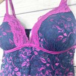 Lilac + London Blue & Purple Sheer Floral Lace Babydoll Chemise Size Medium Photo 3