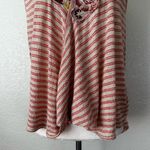 Free People Frida Floral Embroidered Striped Wrap Gauzy Knit Tank Top, Sz Medium Photo 2