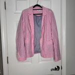 CROWN & IVY Pink Gingham Ruffle Blazer Linen Blend Size 12 Photo 2