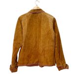 Christopher & Banks Cognac Suede Leather Jacket Size XL Zip Front Crochet Trim Photo 3