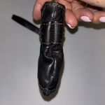 BLACK LEATHER WRISTLET BRASS FLOWER WITH TOOLED DESIGN RUFFLE LEATHER ON TOP Photo 6