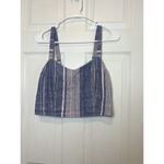 EXPRESS Blue & White Striped Linen Crop Top Size S Pre Owned Excellent Photo 1