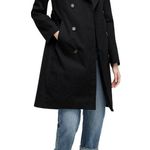 J.Crew NWT Petite 2011 Icon Trench in Black Cotton Double-Breasted Coat 0P Photo 1