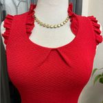 Anthropologie  THML Red Textured Sleeveless Ruffle Detail 2 Pocket Dress Photo 2