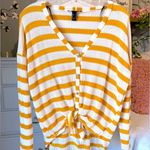 Forever 21 Sweater Marigold Stripe Cardigan Tie Knot Lightweight Womens Oversize Small Photo 0