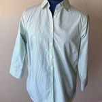 Lands' End Land’s End Wrinkle Free Striped 3/4 Sleeve Dress Shirt Photo 0