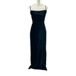 Reformation  Frankie Velvet Maxi Slipdress Black Smocked Silk Blend Luxury Size 6 Photo 3