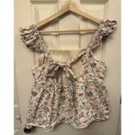 &merci &Merci Large Blouse Top Floral Ruffle Babydoll Tank Tie Bow Back 100% Cotton Photo 1