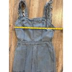 e.ssue Denim Jumpsuit Wide Leg Ruffle Strap Light Wash Small Blue Photo 3