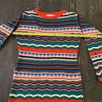 Free The Roses XS Chevron Striped Knit Sweater Dress Long Sleeve Crew Neck Blue Photo 6