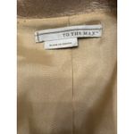 To The Max Long Champagne Gold Coat Jacket Black Trim Double Breasted size S Gold Photo 3