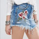 Free People Embroidered Denim Mini Skirt Photo 2