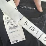 ZARA ‎ Shirt Dress Womens Medium Black Side Slit Short Sleeve Midi Length Casual Photo 2