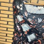 Self Esteem  Black Velvet Floral Ladder Sleeve Top Size 3X Photo 2