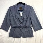 The Limited NWT  M Blue Belted Blazer 3/4 Sleeve Business Casual Professional Y2K Photo 0