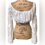 BANJUL  Off White Crop Top Bell Sleeves Sequins Lace🌺Large Photo 7