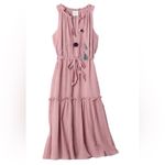 MISA Los Angeles MISA - Nicoletta Pink Sleeveless Midi Tassel Tie Waist Tiered Dress Sz S Photo 2