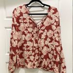 Billabong Red Pink Floral Winding Roads Sienna Long Sleeve Blouse Photo 10
