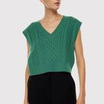 Babaton Aritzia  Womens Vest Green Emporia Merino Wool Cable Knit Sweater Small Photo 0