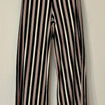 Hot Kiss Striped Pants Red, Black + Cream sz small roll over waist straight leg Photo 0