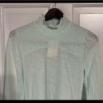 Free People Caroline Iced Aqua Long Sleeve Shirred Turtleneck Top Size M NWT Photo 5