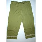 Natori New NWT Designer  Crop Green Pants Silky Womens L Lounge Satin Embroidered Photo 5