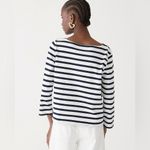 J.Crew NWT  Classic Mariner Cloth Boatneck T-shirt Stripe Ivory Navy Photo 5