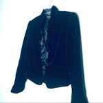 Carmen Marc Valvo black velvet ruffled silk blend fitted jacket size 6 Photo 8
