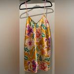 VTG Romantic Moods 90s Y2K Yellow Tropical Floral Cami Slip Mini Dress Photo 5