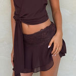 Tiger Mist  Brown Halter Wrap Top and Skirt Set Photo 0
