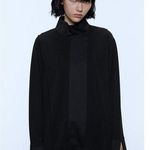 ZARA  Satin Paneled Mock Neck Blouse S Black Photo 0