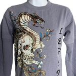 Vintage 90s Chams Skull Snake Crewneck T Shirt S Blue Long Sleeve Layered Look Photo 1